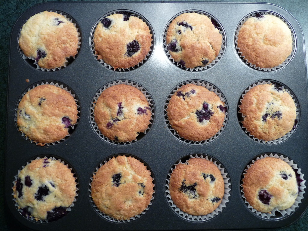 moist and fluffy blueberry muffins