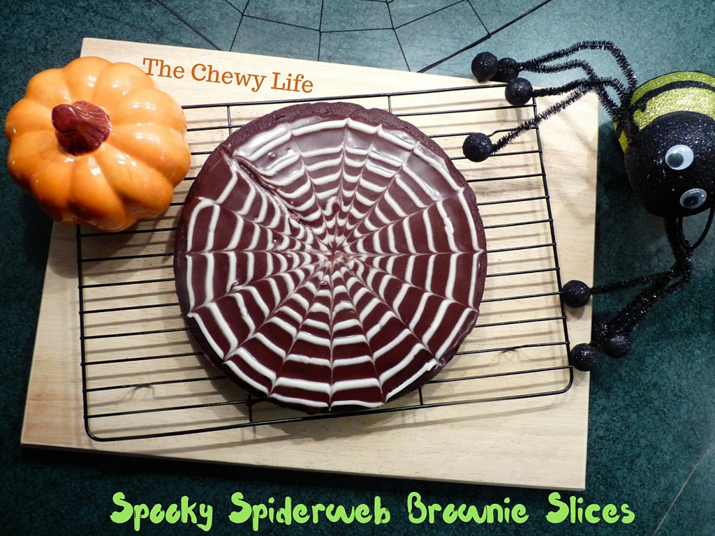 Spooky Spiderweb Brownie Slices